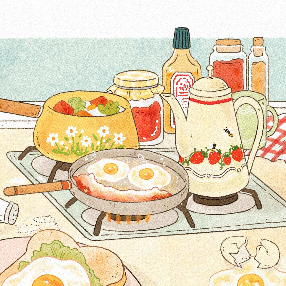 Adorable kitchen illustration